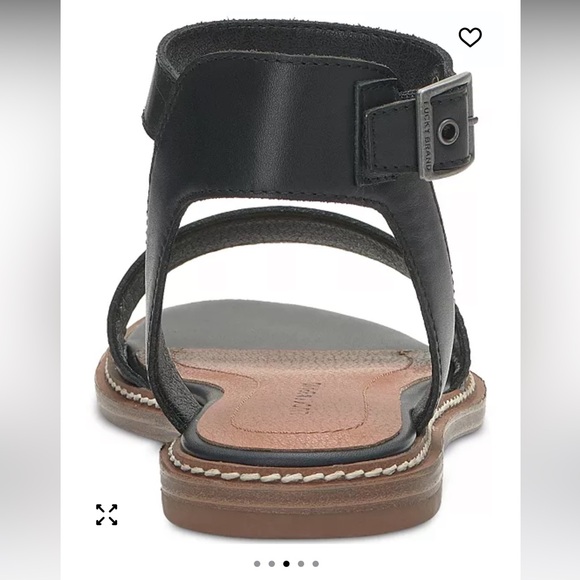 LUCKY BRAND Kimaya Black Leather Ankle-Strap Comfort Flat Open Toe Sandals 7.5 M - Picture 11 of 12